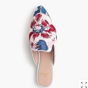 J Crew Embroidered Ingalls Floral Marina Mule Cobalt Pink In Box 9